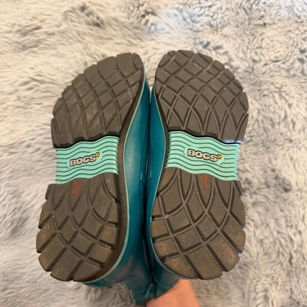 Bogs Amanda Slip On Rain Boots Teal Blue Waterproof Chelsea‎ Rubber Size 6